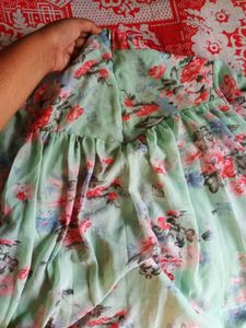 Mint Green Floral Chiffon A-Line Top