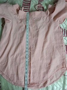 Pink Puff Sleeve Top With Green shirt Combo