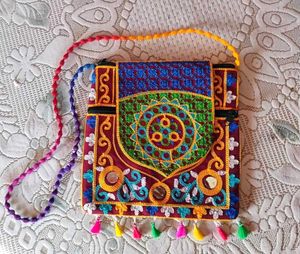 💚✨Embroidered Mirror Work Crossbody Bag