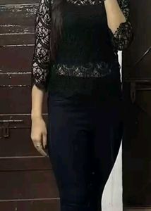 Street 9 Black Lace Top