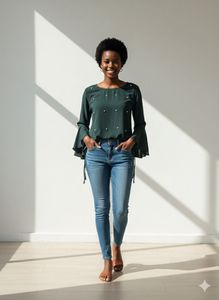 Elegant Green Bell Sleeve Top