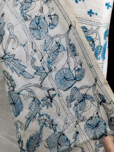 Pure Tussar Silk Saree With Kantha Work