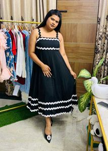 Black Strap Pattern Dress