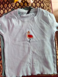 Cute Flamingo Embroidered Baby Tee