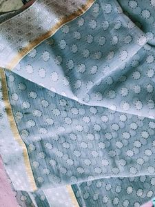 Brand New Beautiful Saree With Silver Border
