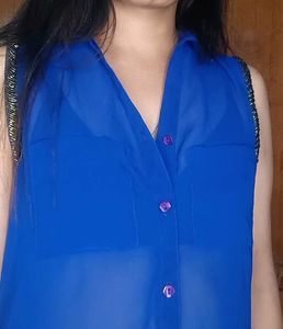 Blue Sleeveless Top