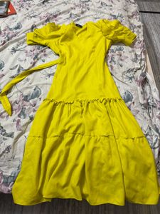 Yellow Ruffle Sleeve Maxi Dress