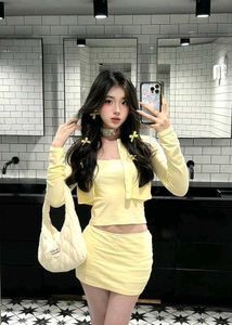 y2k conquete yellow co ords set dress