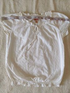 White Eyelet Peasant Top