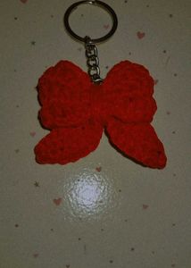 Red Crochet Bow Keychain