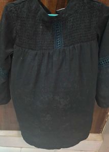 Black Smocked Mini Dress