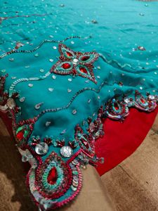 HEAVY HANDWORK LEHANGA TYPE READY TO WEAR SAREE
