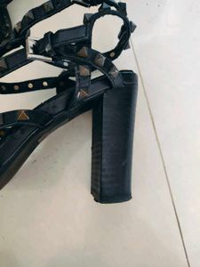 Real Leather Studded Sandals 10cm Heel