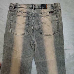 Washed effect Blue And Cream Denim Jeans