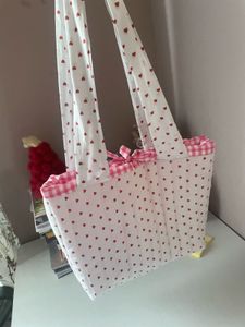 Heart Print Quilted Tote Bag🌸🎀