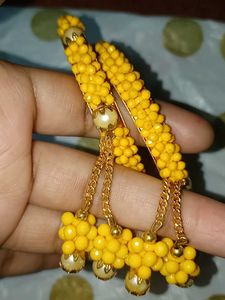 Yellow Beaded Bangle Set
