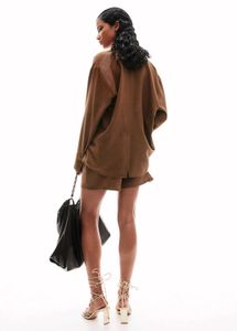 H&amp;M Oversized Linen Blend Brown Shirt /XS