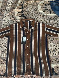 Striped Camp Collar Shirt