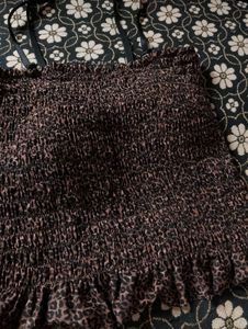 Leopard Print Smocked Crop Top