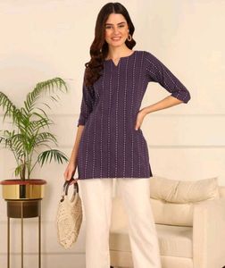 Purple Striped Short Kurta 💜