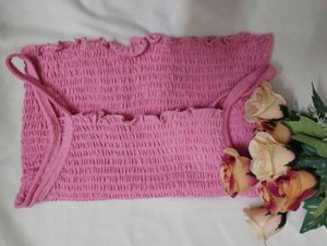 🎀Stylish Pink Stretchable Crop Top