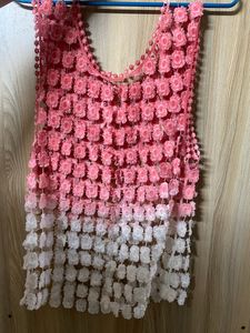 Sheer Floral Pink and White Top
