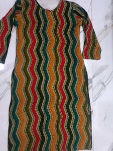 Colorful Zigzag Kurti Set Suit Salwar Dupatta