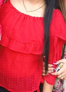 Red Off Shoulder Top