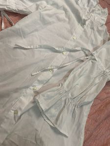 White Shirt With Blue Denim Top