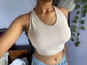 Beige H&amp;M Halter Neck Top