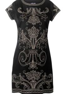 Black Embroidered Party Dress