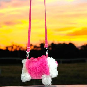 Cute Pink Dog-Shaped Soft Plush Bag For Girls