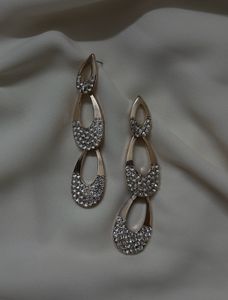 Rose Gold Stone Hanging Earrings
