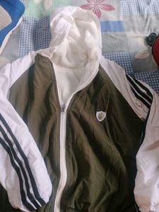 Olive & White Striped Track Jacket