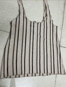 Zara Beige Black Tank Sheere Top