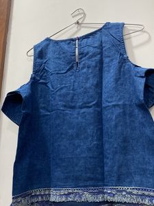 Blue Cold Shoulder Top