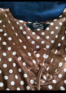 Brown Polka Dot kaftan nighty
