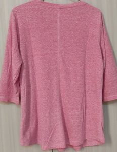 Pink V-Neck Button Top