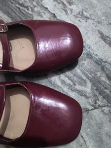 Burgundy COS Mary Jane Buckle Heels