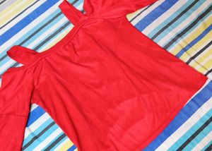 Off Shoulder Velvet Red Top ❤️❤️