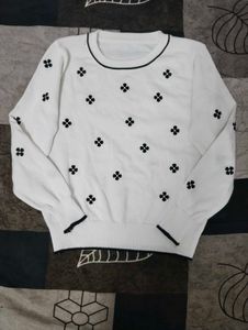 White Floral Knit Sweater