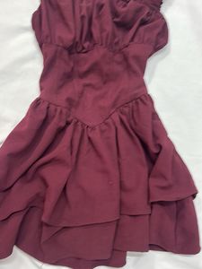 Burgundy Ruffle Mini Dress