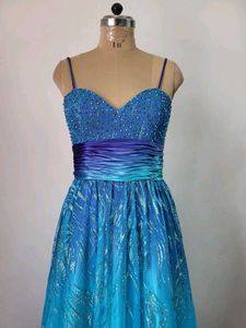Blue Beaded Evening Gown