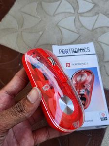 Portronics Toad 8 Transparent Wireless Mouse (Red)