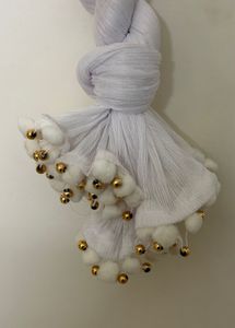 White Dupatta with Gold Accents