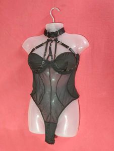 Black Mesh Harness Bodysuit Size XL