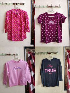 Combo Of 4 Tops( 2crop Tops,A Sweatshirt,A Fs Top)