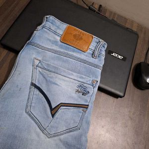 Simple Plain Blue Sparky Jeans
