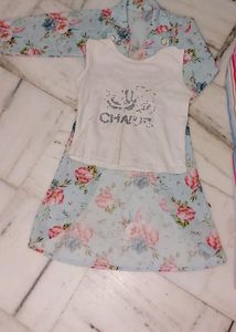 Blue N Pink Flower Print