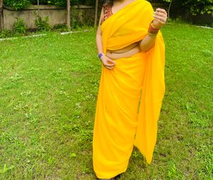 Beautiful Yellow Plain Saree🫶